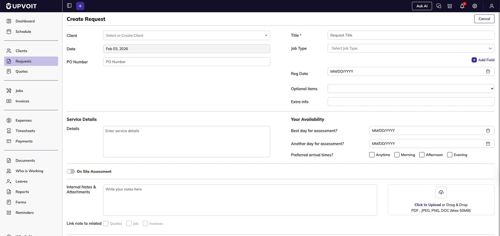 Creating a New Request