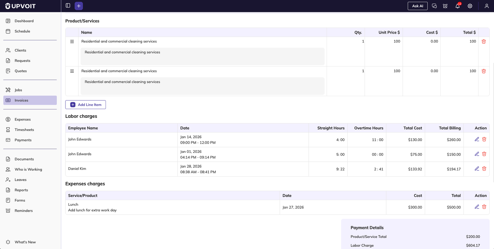Products and services management