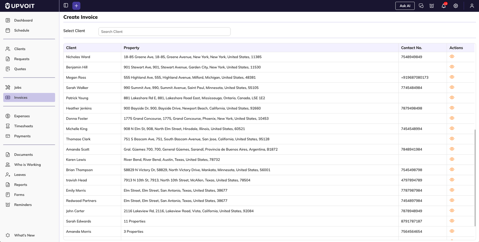 Start invoice creation