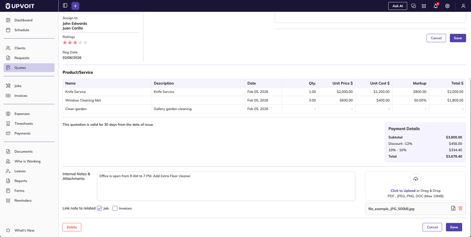quote content overeview