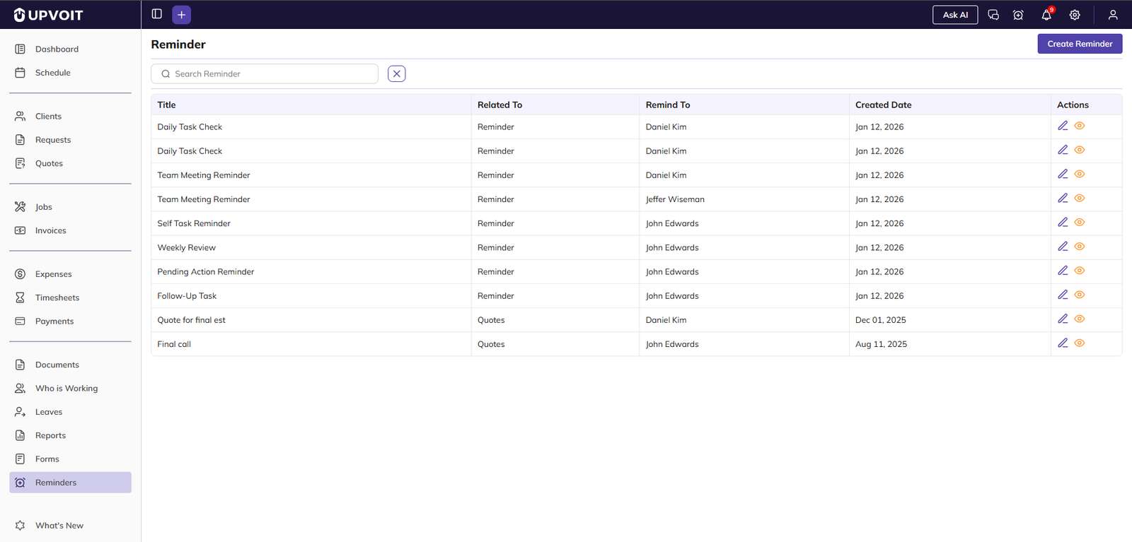 Reminder module overview