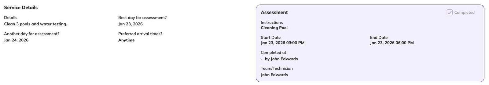 Service Details View