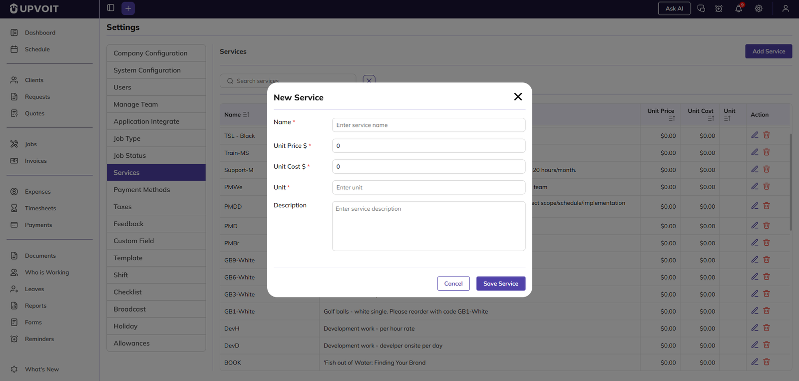 Adding a new service